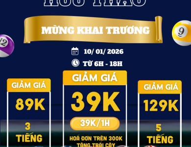 BILLIARDS HỮU THẢO CHÍNH THỨC KHAI TRƯƠNG 10/01/2026